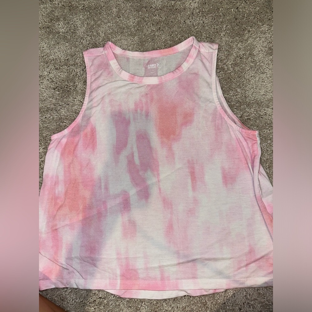 Old Navy Pink and White Workout Top Size S